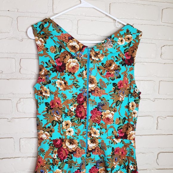 Lindy Bop Floral Ophelia Retro Rockabilly Dress M - Picture 8 of 14